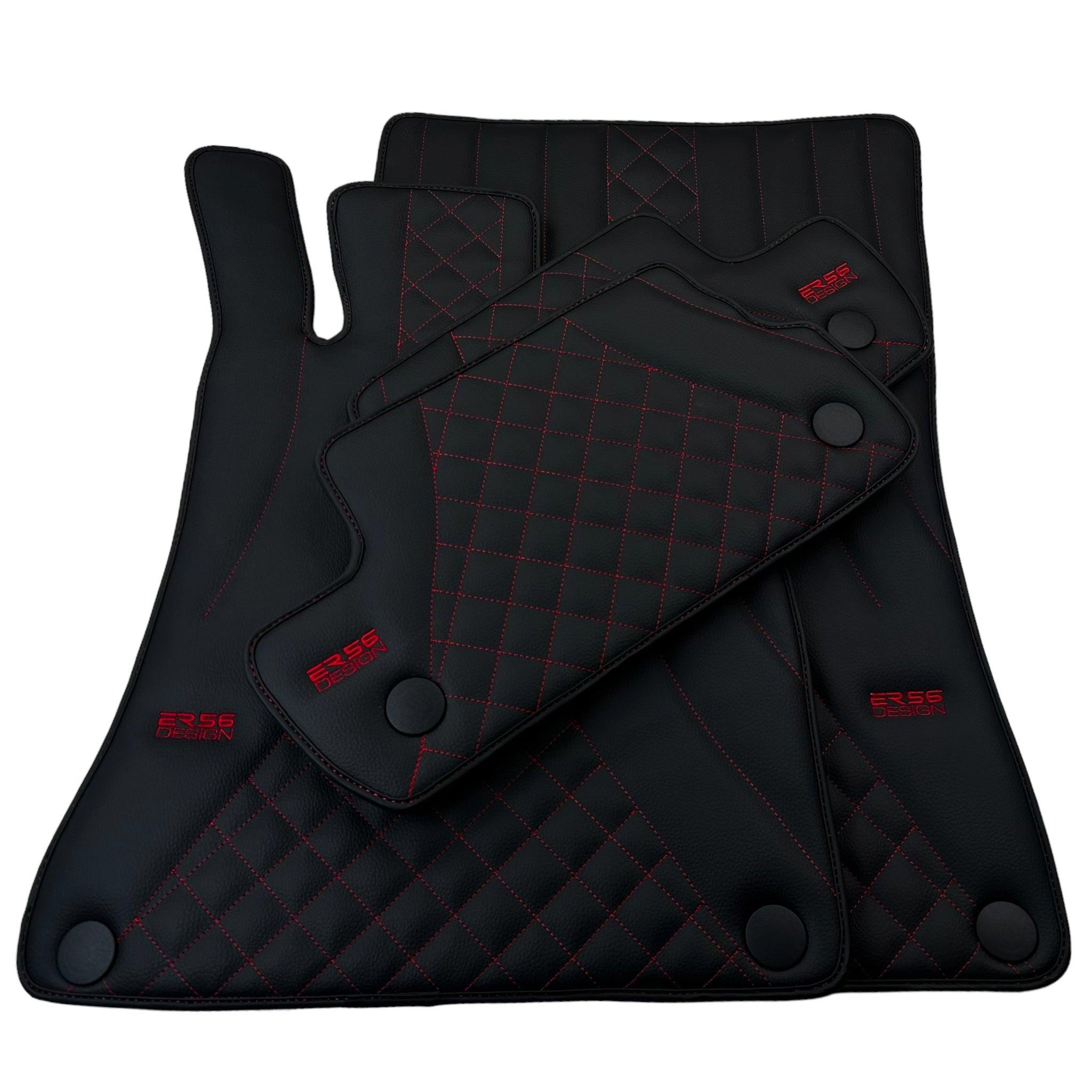 Black Leather Floor Mats For Mercedes Benz GLE-Class C167 Coupe (2020-2023) | ER56 Design - AutoWin