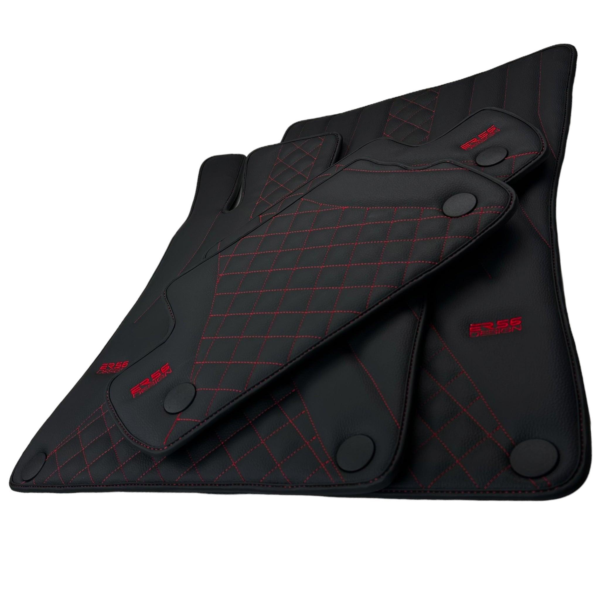 Black Leather Floor Mats For Mercedes Benz GLE-Class C167 Coupe (2020-2023) | ER56 Design - AutoWin
