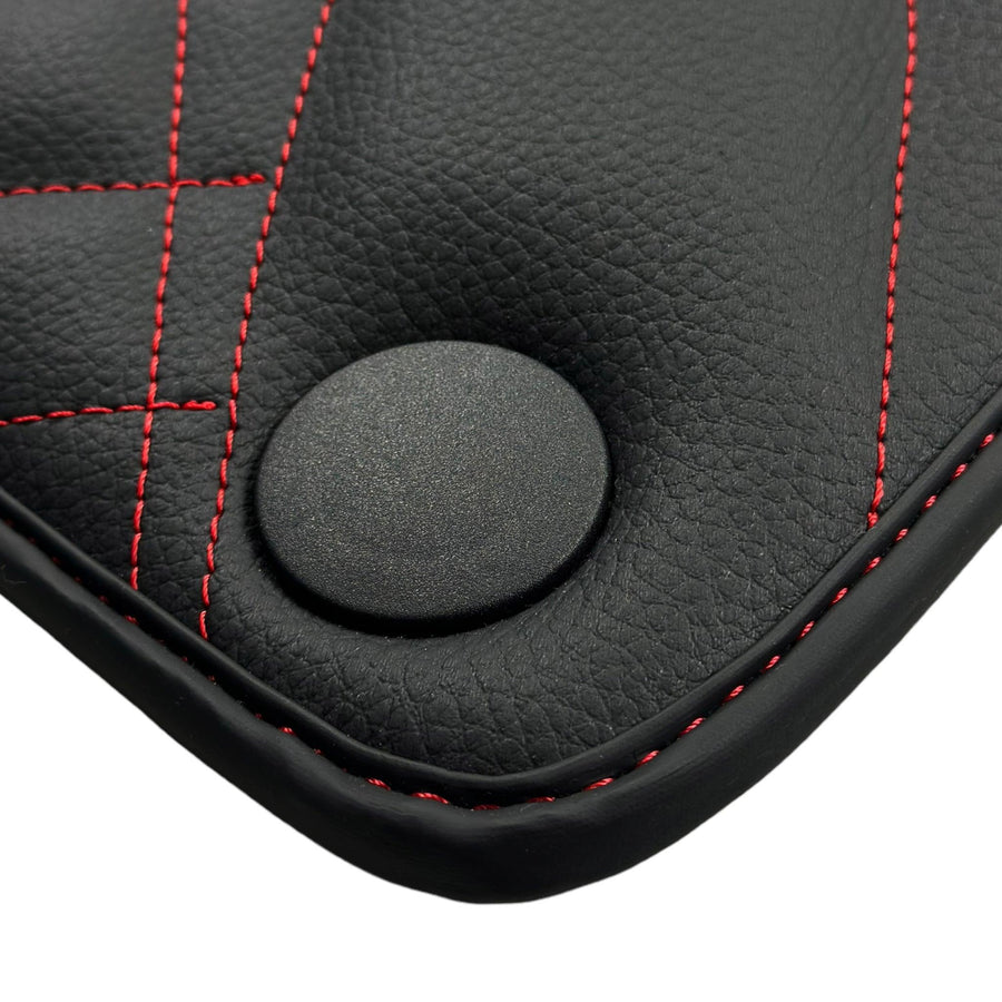 Black Leather Floor Mats For Mercedes Benz GLS-Class X166 (2016-2019) | ER56 Design - AutoWin