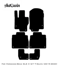 Black Leather Floor Mats For Mercedes Benz GLS-Class X167 (2019-2023) | ER56 Design - AutoWin