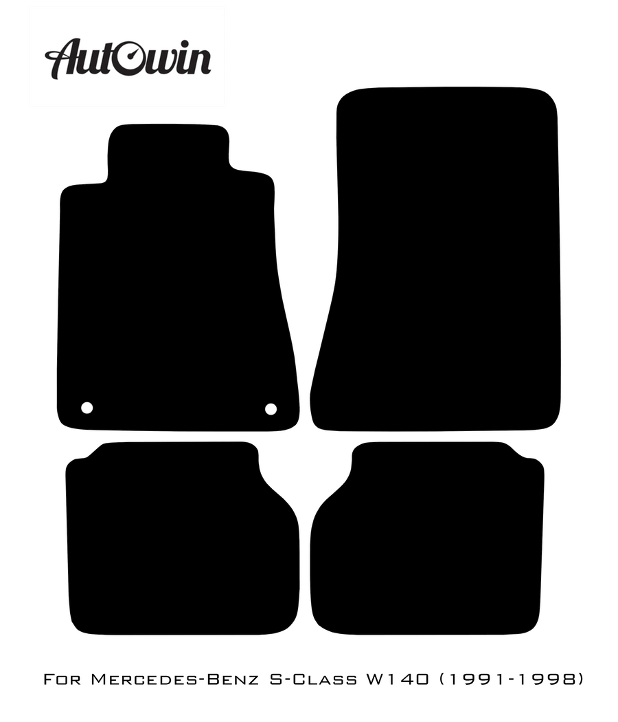 Black Leather Floor Mats For Mercedes Benz S-Class W140 (1991-1998) | ER56 Design - AutoWin