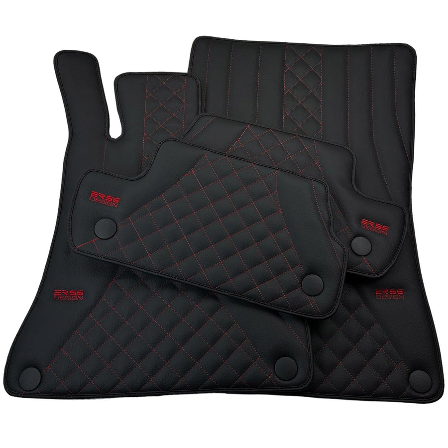 Black Leather Floor Mats For Mercedes Benz S-Class W140 (1991-1998) | ER56 Design - AutoWin