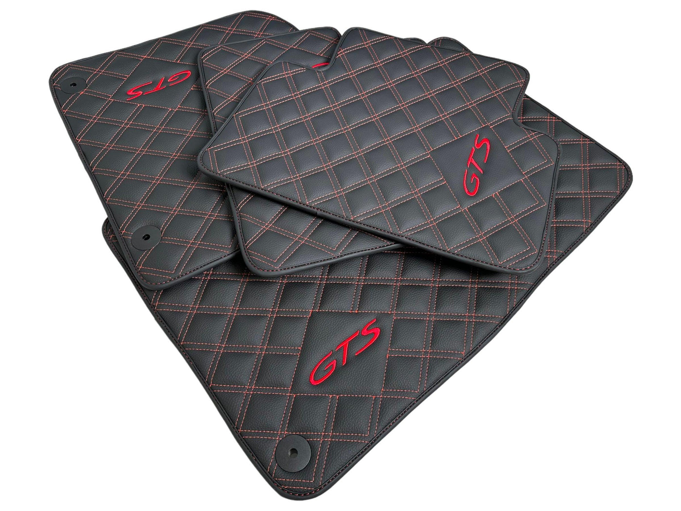 Black Leather Floor Mats for Porsche Macan GTS - AutoWin