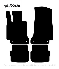 Black Luxury Floor Mats For Mercedes Benz C-Class A205 Convertible (2016-2018) | ER56 Design - AutoWin