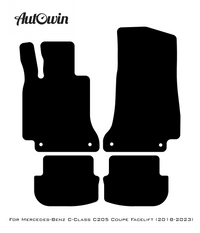 Black Luxury Floor Mats For Mercedes Benz C-Class C205 Coupe Facelift (2018-2023) | ER56 Design - AutoWin