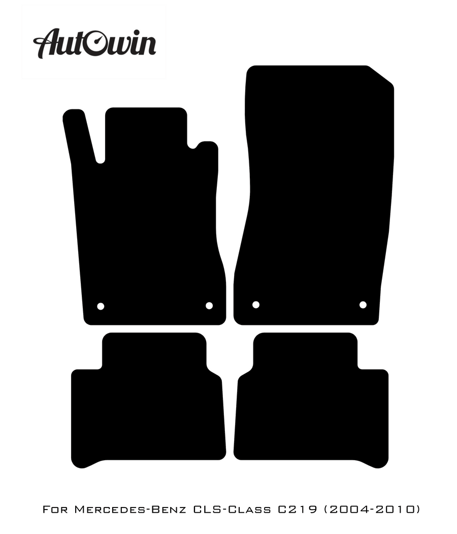 Black Luxury Floor Mats For Mercedes Benz CLS-Class C219 (2004-2010) | ER56 Design - AutoWin