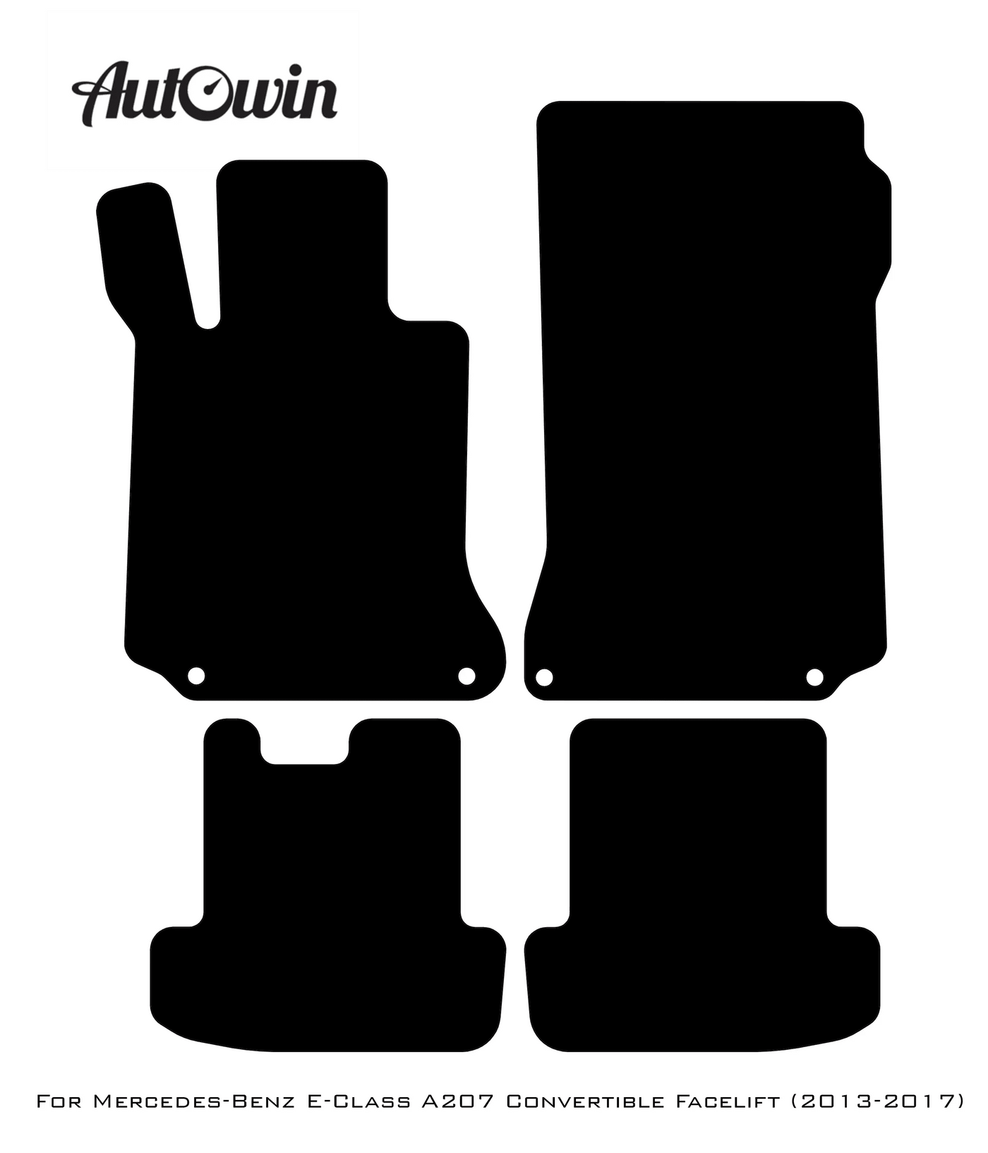 Black Luxury Floor Mats For Mercedes Benz E-Class A207 Convertible Facelift (2013-2017) | ER56 Design - AutoWin