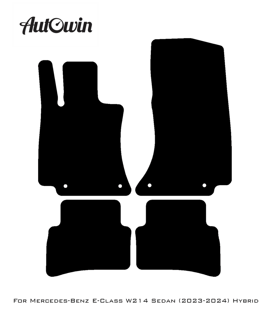 Black Luxury Floor Mats For Mercedes Benz E-Class W214 Sedan (2023-2024) Hybrid | ER56 Design - AutoWin