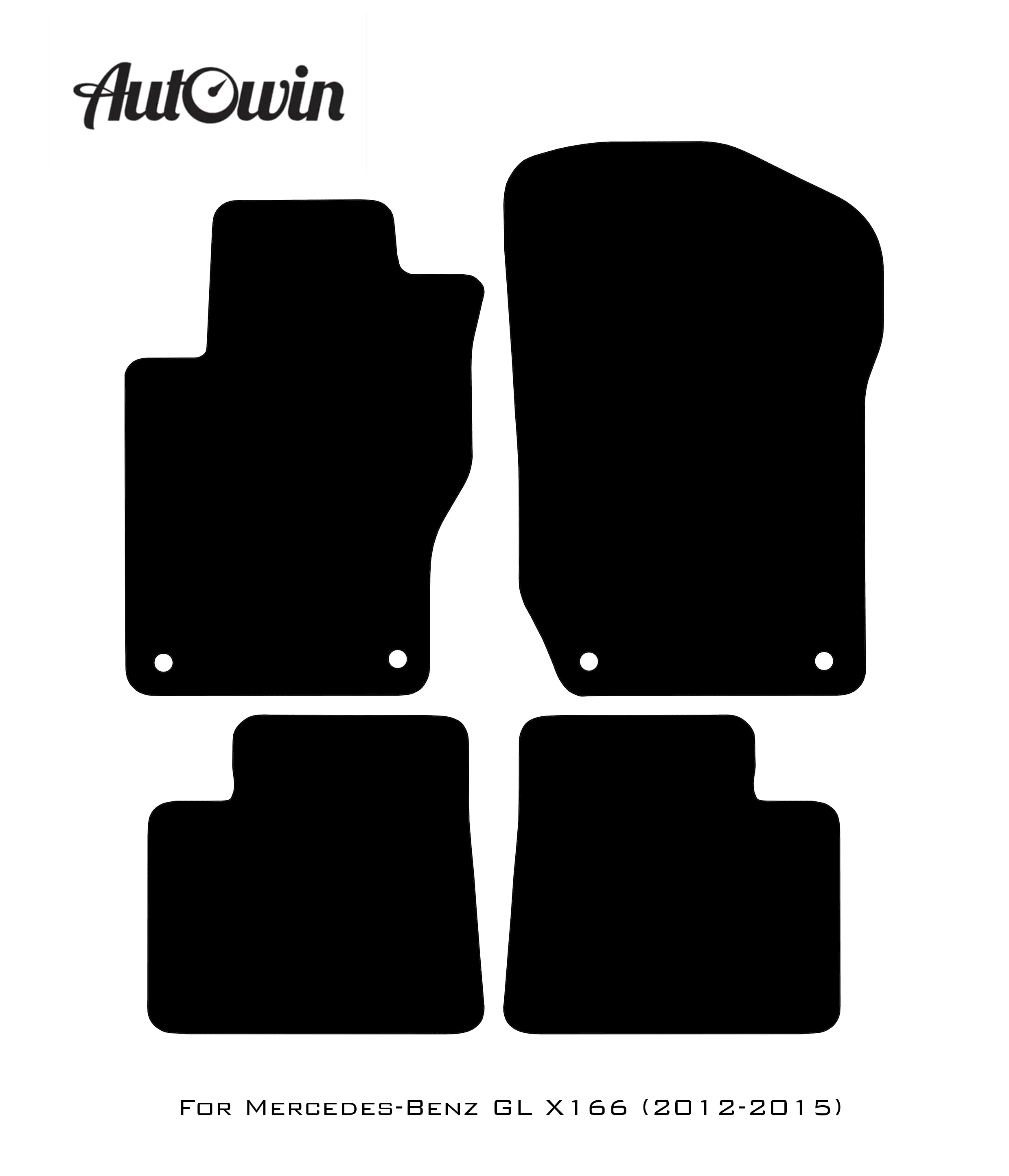 Black Luxury Floor Mats For Mercedes Benz GL-Class X166 (2012-2015) | ER56 Design - AutoWin