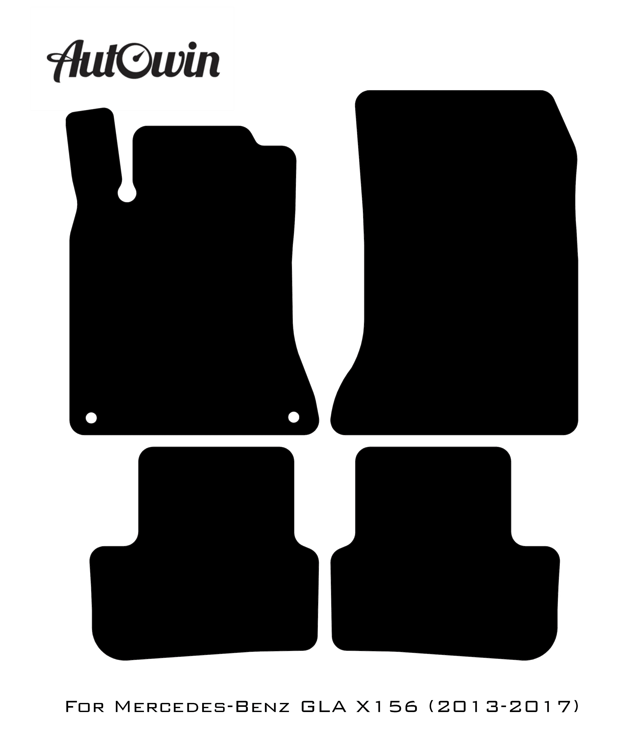 Black Luxury Floor Mats For Mercedes Benz GLA-Class X156 (2013-2017) | ER56 Design - AutoWin