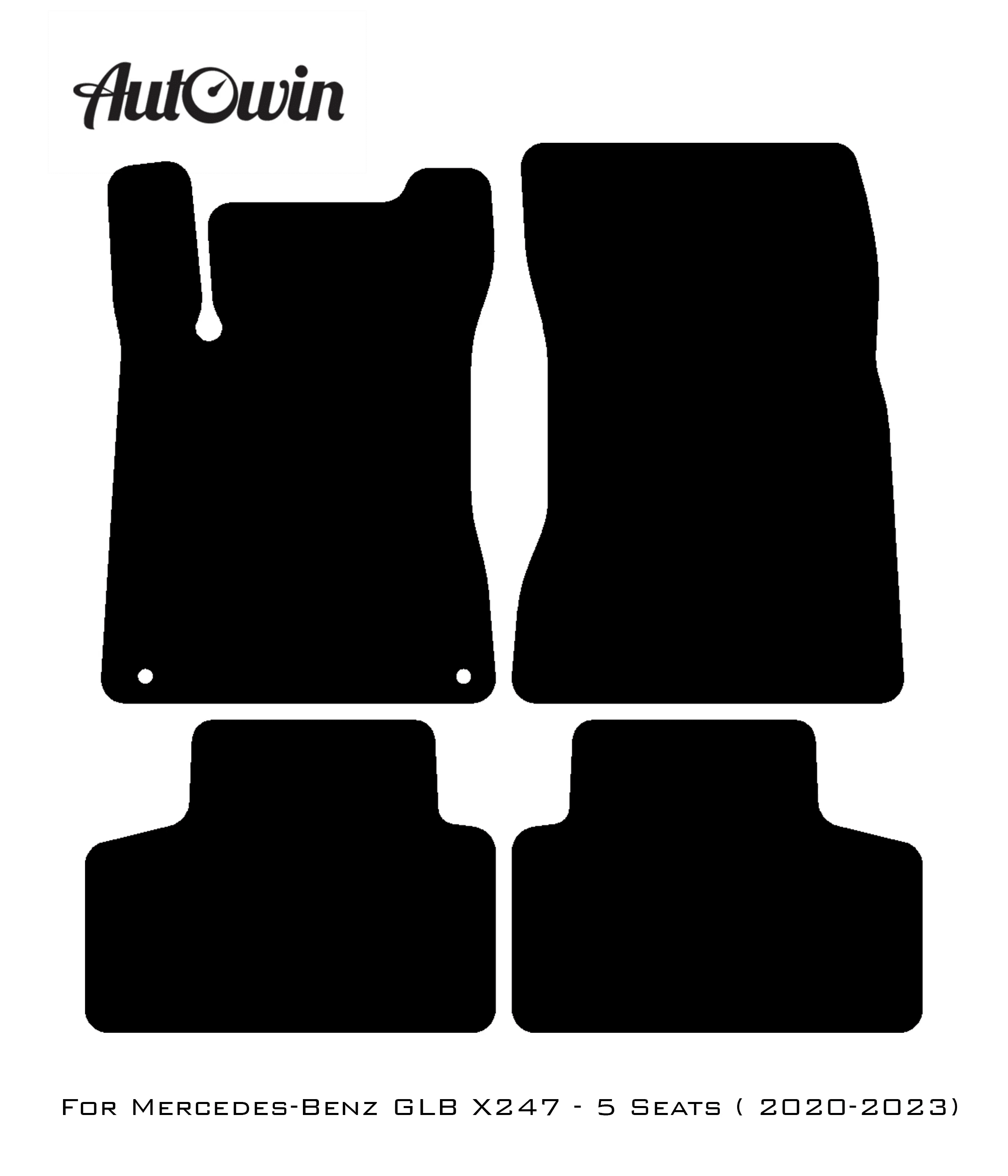 Black Luxury Floor Mats For Mercedes Benz GLB-Class X247 (2020-2023) | ER56 Design - AutoWin