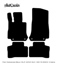 Black Luxury Floor Mats For Mercedes Benz GLC-Class X253 SUV (2019-2023) Hybrid | ER56 Design - AutoWin