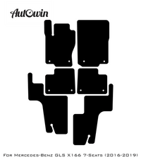 Black Luxury Floor Mats For Mercedes Benz GLS-Class X166 (2016-2019) | ER56 Design - AutoWin