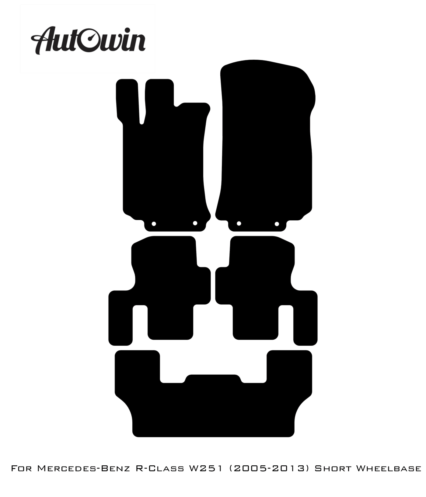 Black Luxury Floor Mats For Mercedes Benz R-Class W251 (2005-2013) Short Wheelbase | ER56 Design - AutoWin