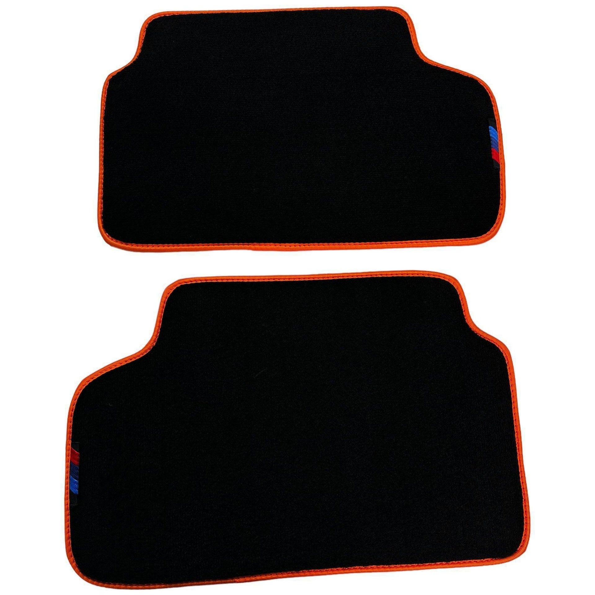 Black Mats For BMW 3 Series E36 4-door Sedan | Orange Trim - AutoWin