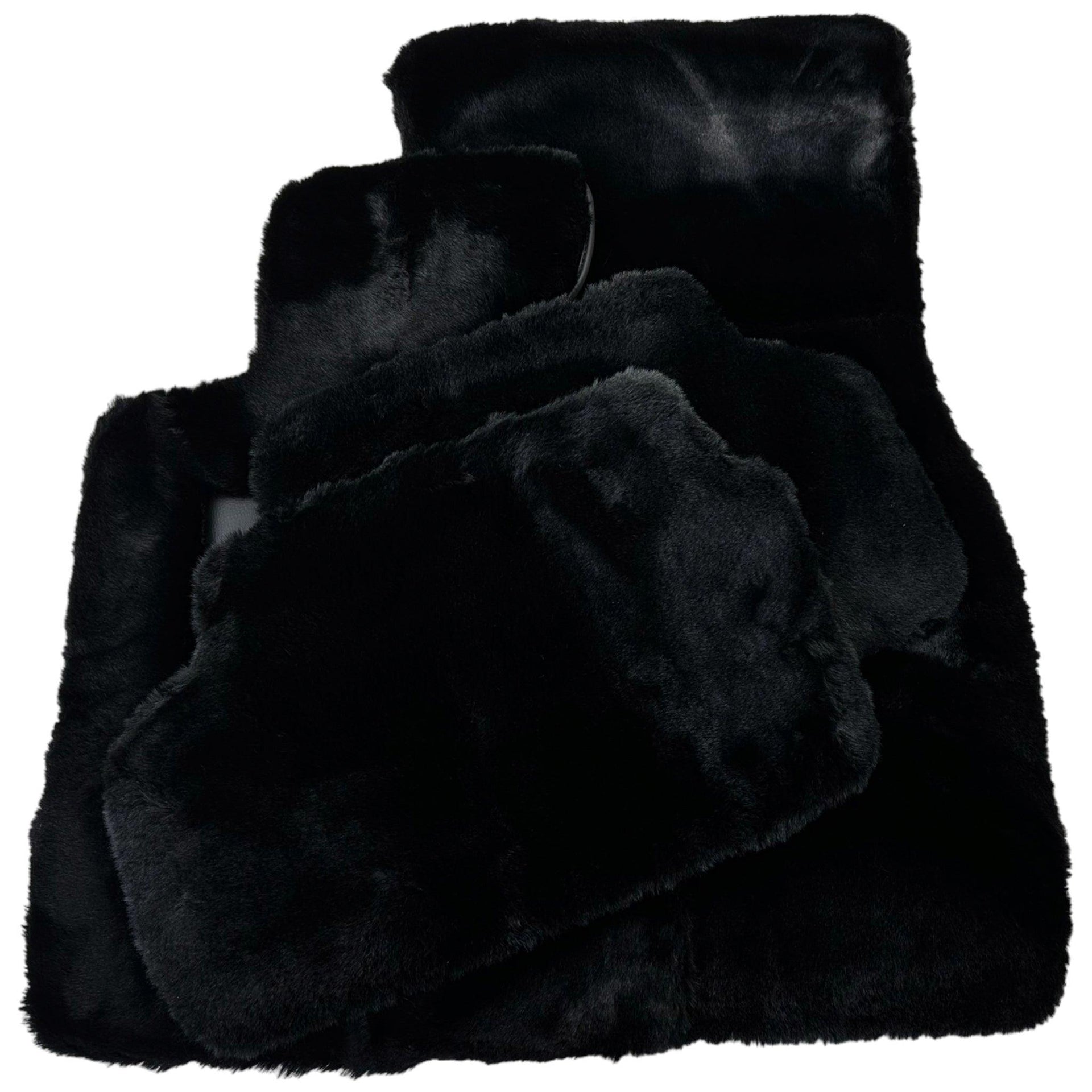 Black Sheepskin Floor Mats For BMW X5M E70 SUV No Steps Edition - AutoWin