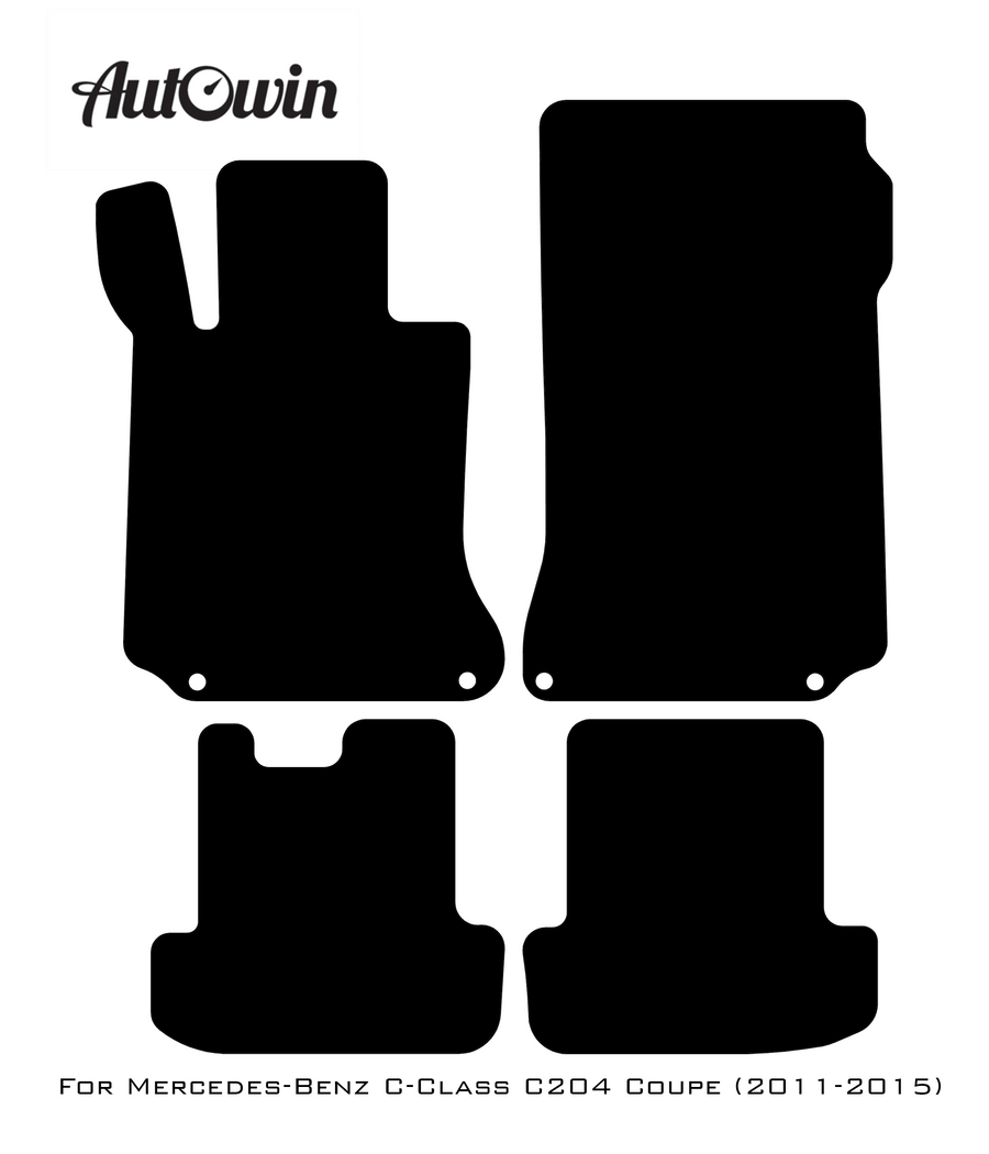 Black Sheepskin Floor Mats For Mercedes Benz C-Class C204 Coupe (2011-2015) | ER56 Design - AutoWin