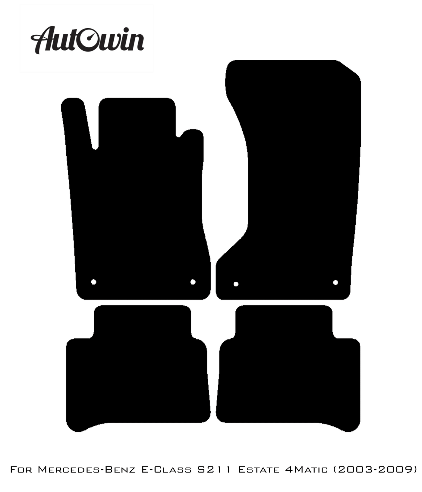 Black Sheepskin Floor Mats For Mercedes Benz E-Class S211 Estate 4Matic (2003-2009) | ER56 Design - AutoWin