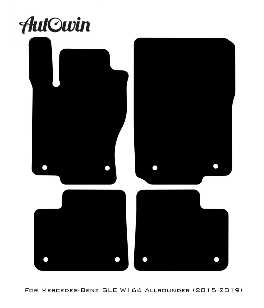 Black Sheepskin Floor Mats For Mercedes Benz GLE-Class W166 Allrounder (2015-2019) | ER56 Design - AutoWin