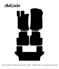 Black Sheepskin Floor Mats For Mercedes Benz R-Class V251 (2005-2013) Long Wheelbase | ER56 Design - AutoWin