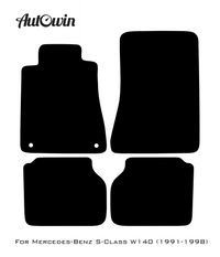 Black Sheepskin Floor Mats For Mercedes Benz S-Class W140 (1991-1998) | ER56 Design - AutoWin