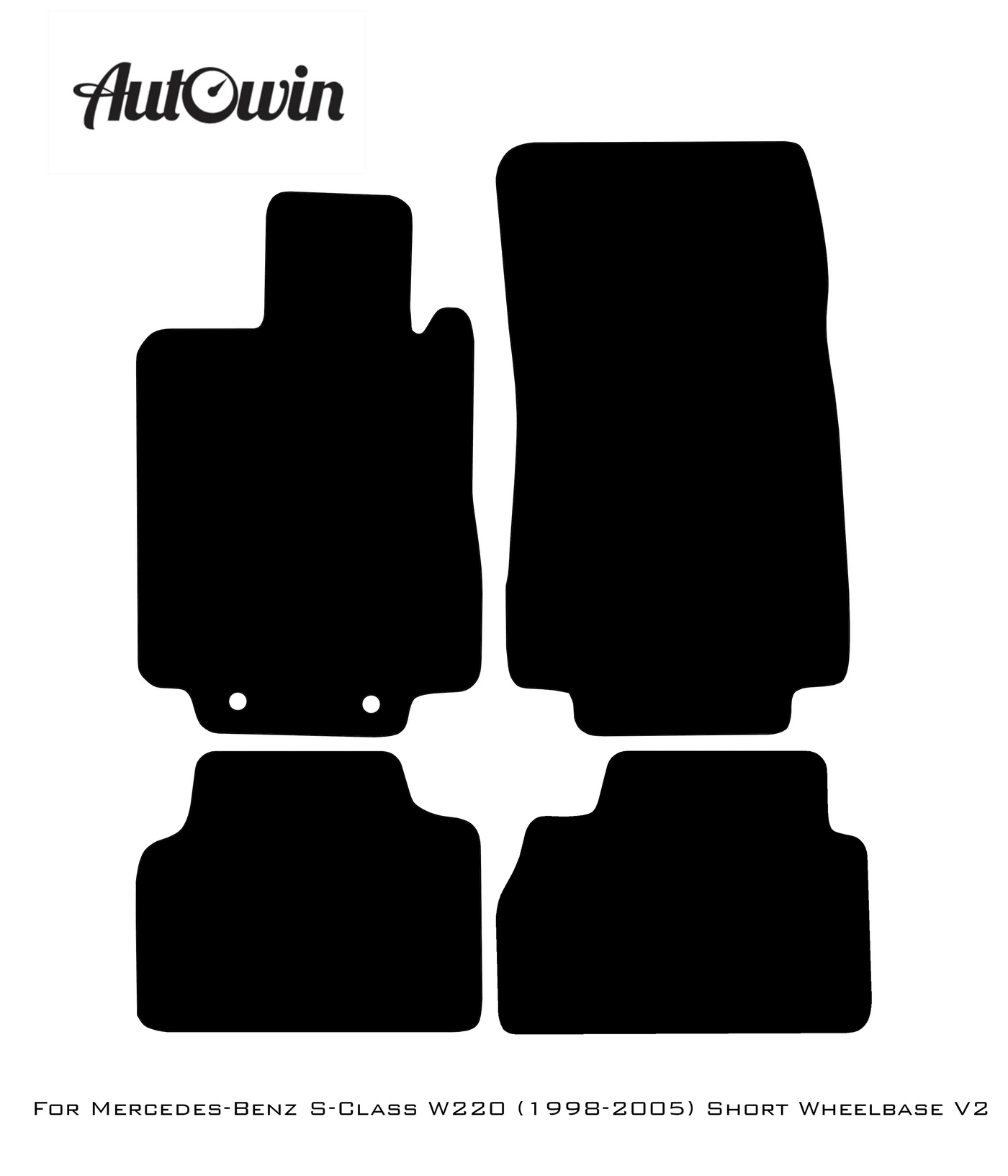 Black Sheepskin Floor Mats For Mercedes Benz S-Class W220 (1998-2005) Short Wheelbase | ER56 Design - AutoWin