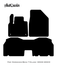 Black Sheepskin Floor Mats For Mercedes Benz T-Class W420 (2022-2023) | ER56 Design - AutoWin