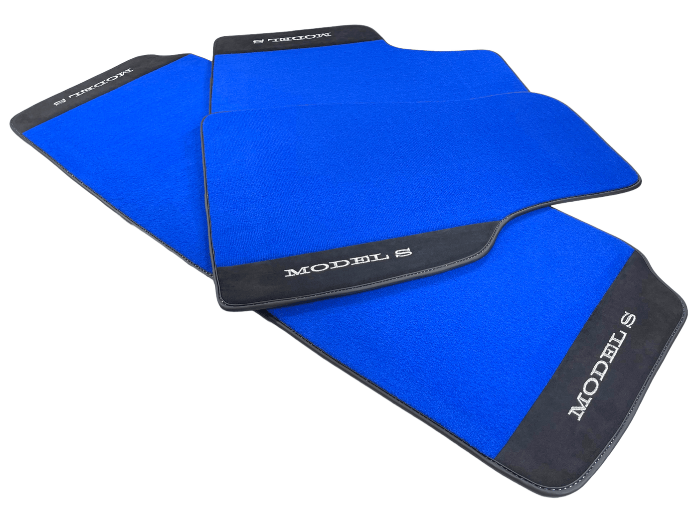 Blue Floor Mats For Tesla Model S With Alcantara Leather - AutoWin