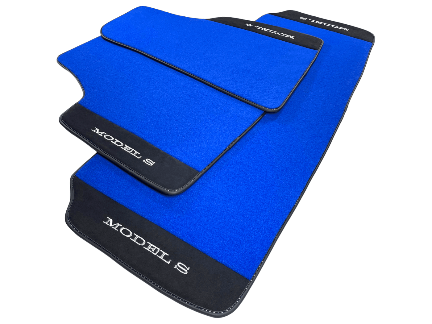 Blue Floor Mats For Tesla Model S With Alcantara Leather - AutoWin