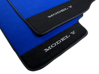 Blue Floor Mats For Tesla Model Y With Alcantara Leather - AutoWin