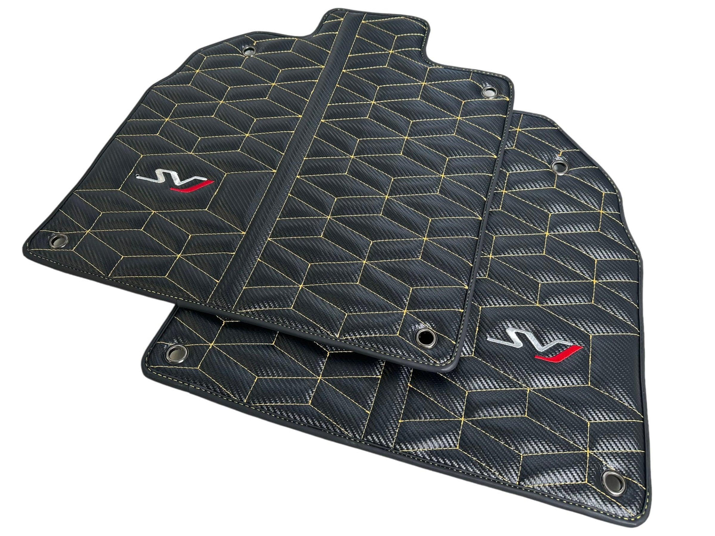 Carbon Leather Floor Mats for Lamborghini Aventador SVJ Limited Edition - AutoWin