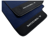 Dark Blue Floor Mats For Tesla Model Y With Alcantara Leather - AutoWin
