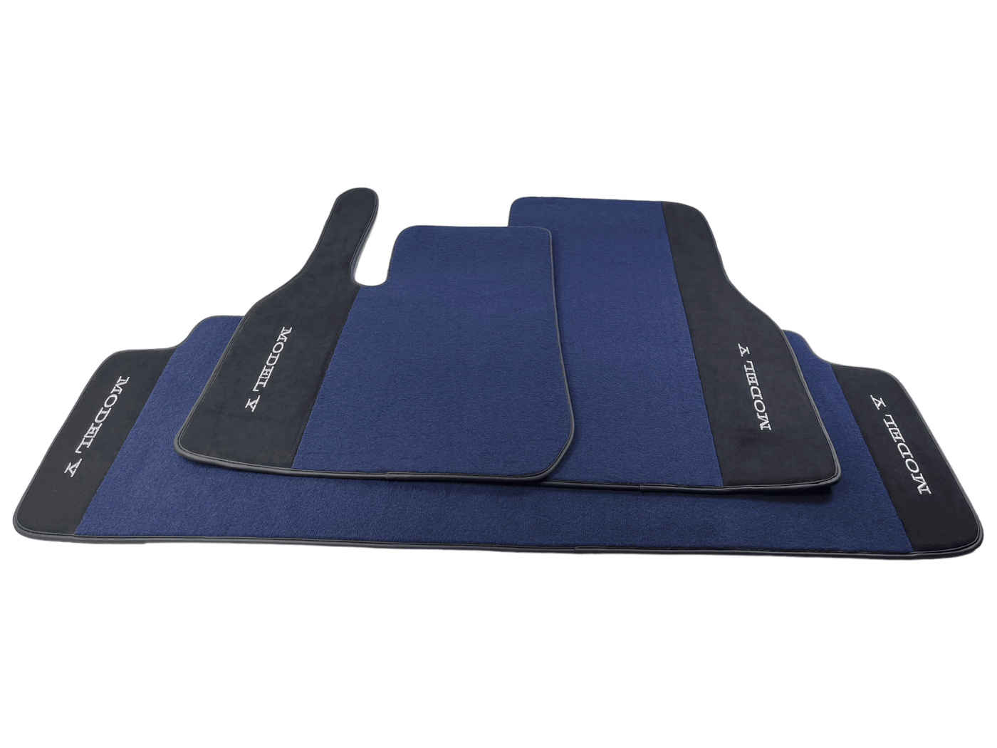 Dark Blue Floor Mats For Tesla Model Y With Alcantara Leather - AutoWin
