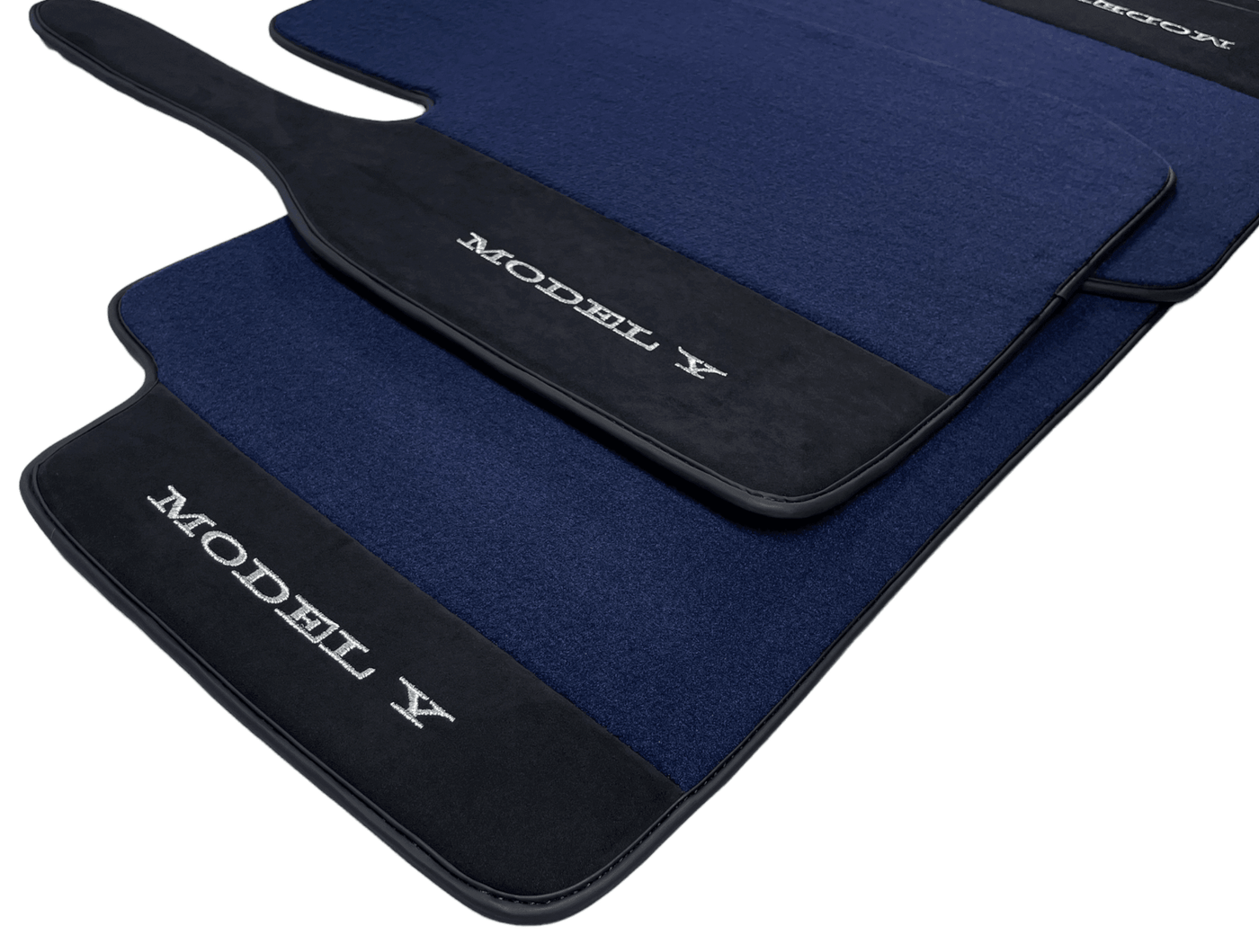 Dark Blue Floor Mats For Tesla Model Y With Alcantara Leather - AutoWin