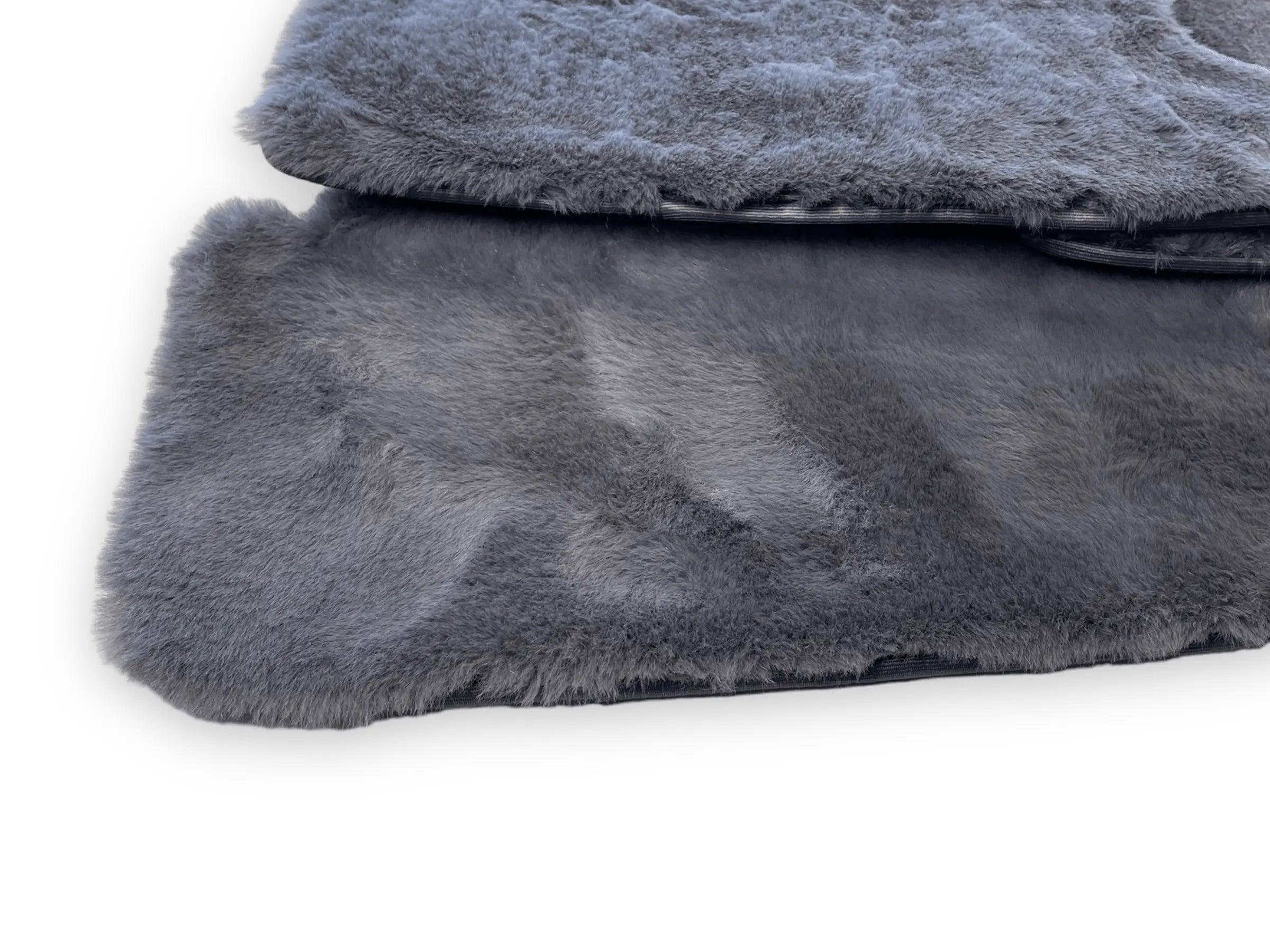 Dark Gray Sheepskin Floor Mats For Bentley Flying Spur (2013-2019) Design Brand - AutoWin