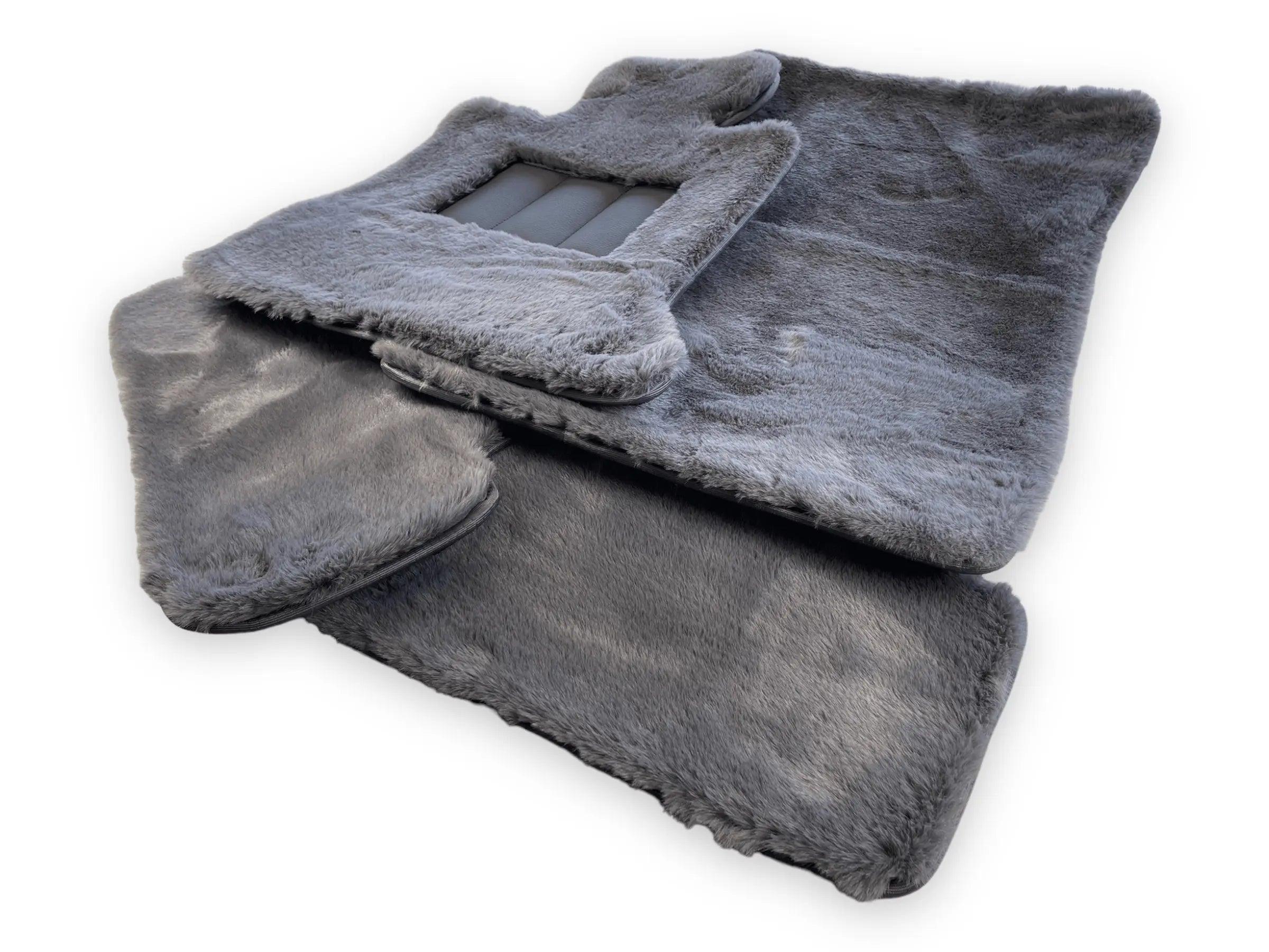 Dark Gray Sheepskin Floor Mats For Bentley Flying Spur (2013-2019) Design Brand - AutoWin