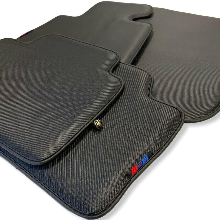 Floor Mats For BMW 1 Series F21 3-door Hatchback Autowin Brand Carbon Fiber Leather - AutoWin