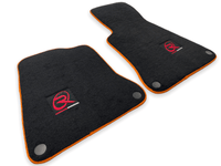 Floor Mats For McLaren MP4 12C Black Tailored Carpets Orange Trim - AutoWin