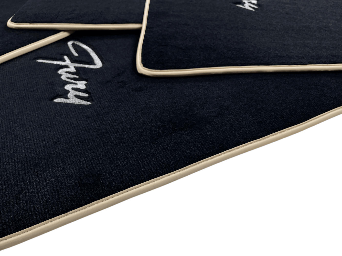 Floor Mats For Plymouth Fury 1957-1968 Black With Beige Trim - AutoWin