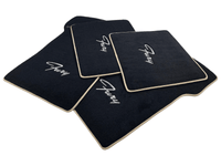 Floor Mats For Plymouth Fury 1957-1968 Black With Beige Trim - AutoWin