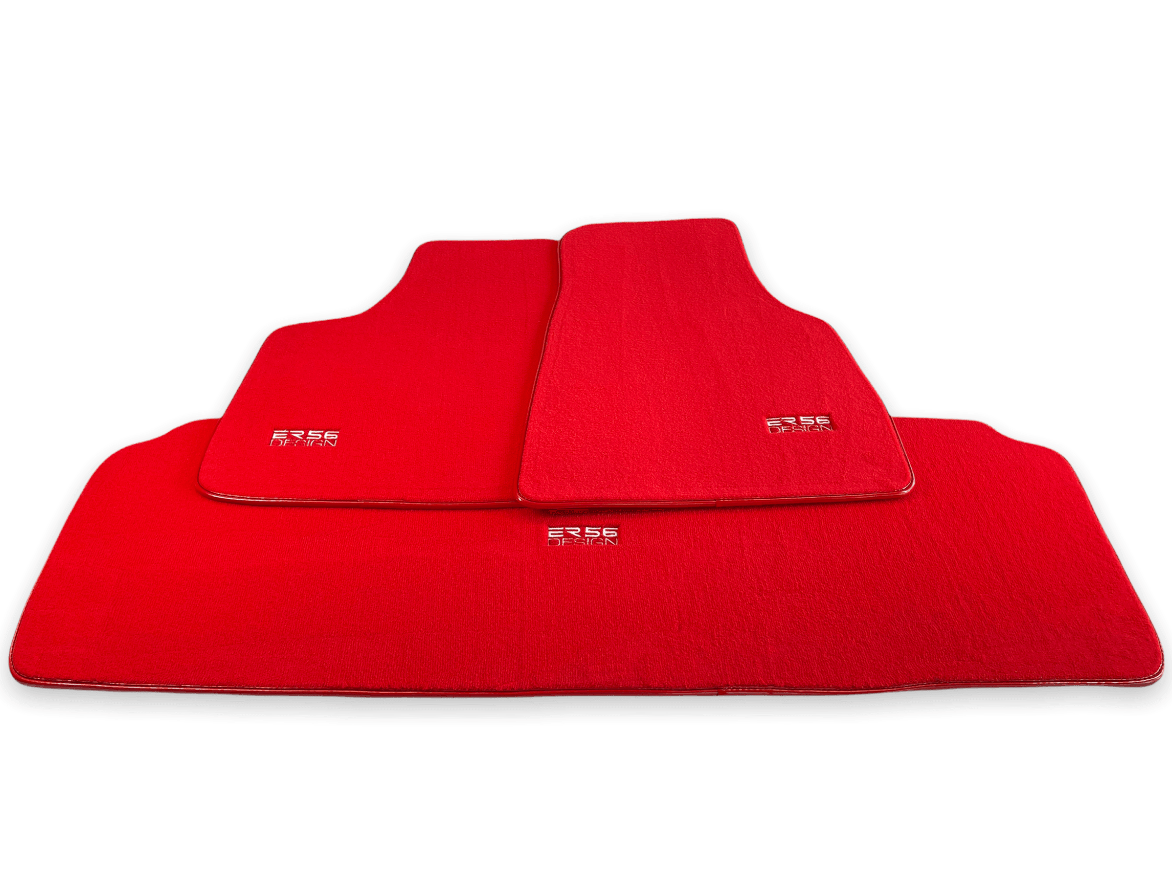 Floor Mats For Tesla Model X (6 Seats) Red Tailored Carpets ER56 Design - AutoWin