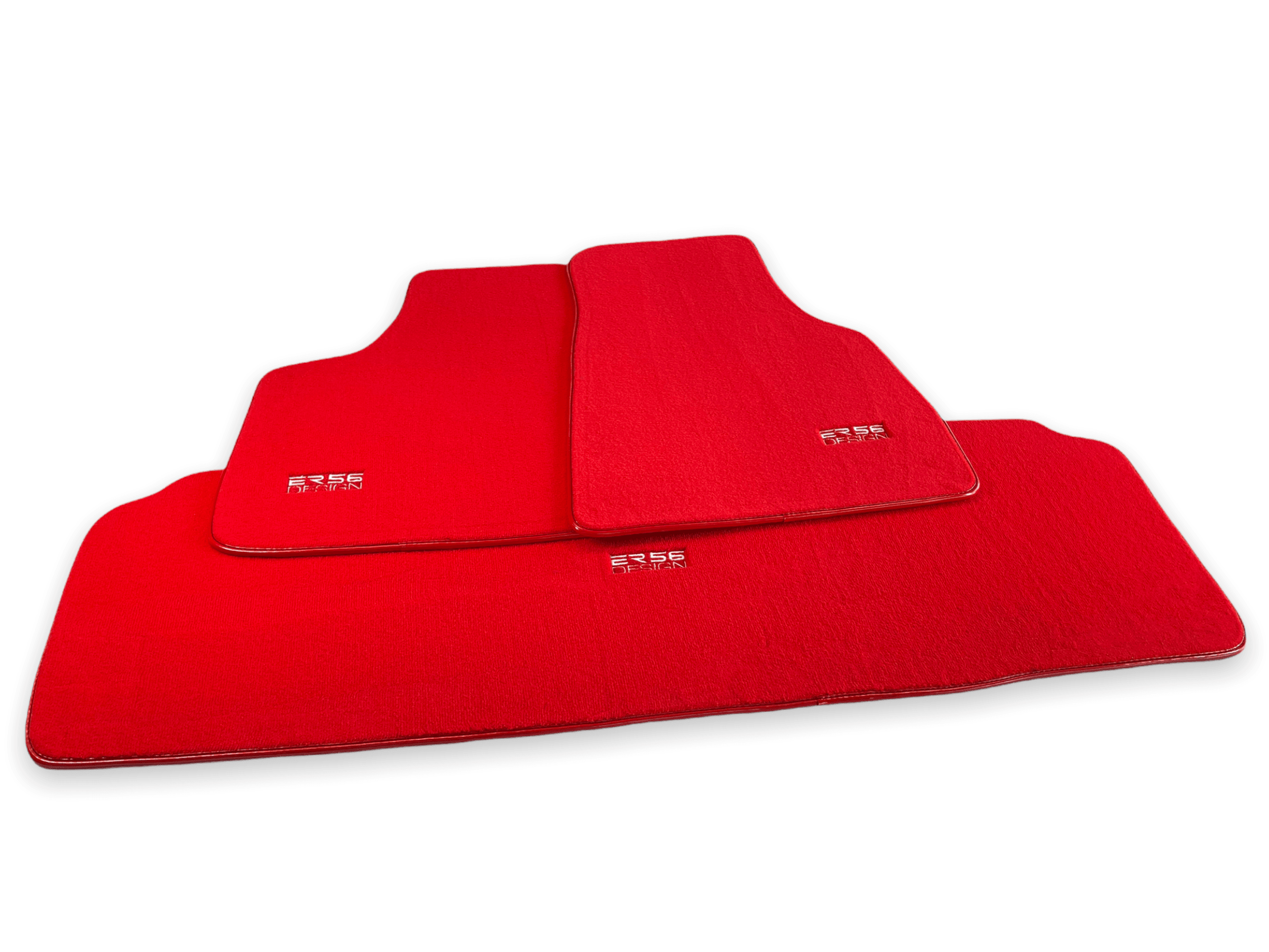 Floor Mats For Tesla Model X (6 Seats) Red Tailored Carpets ER56 Design - AutoWin