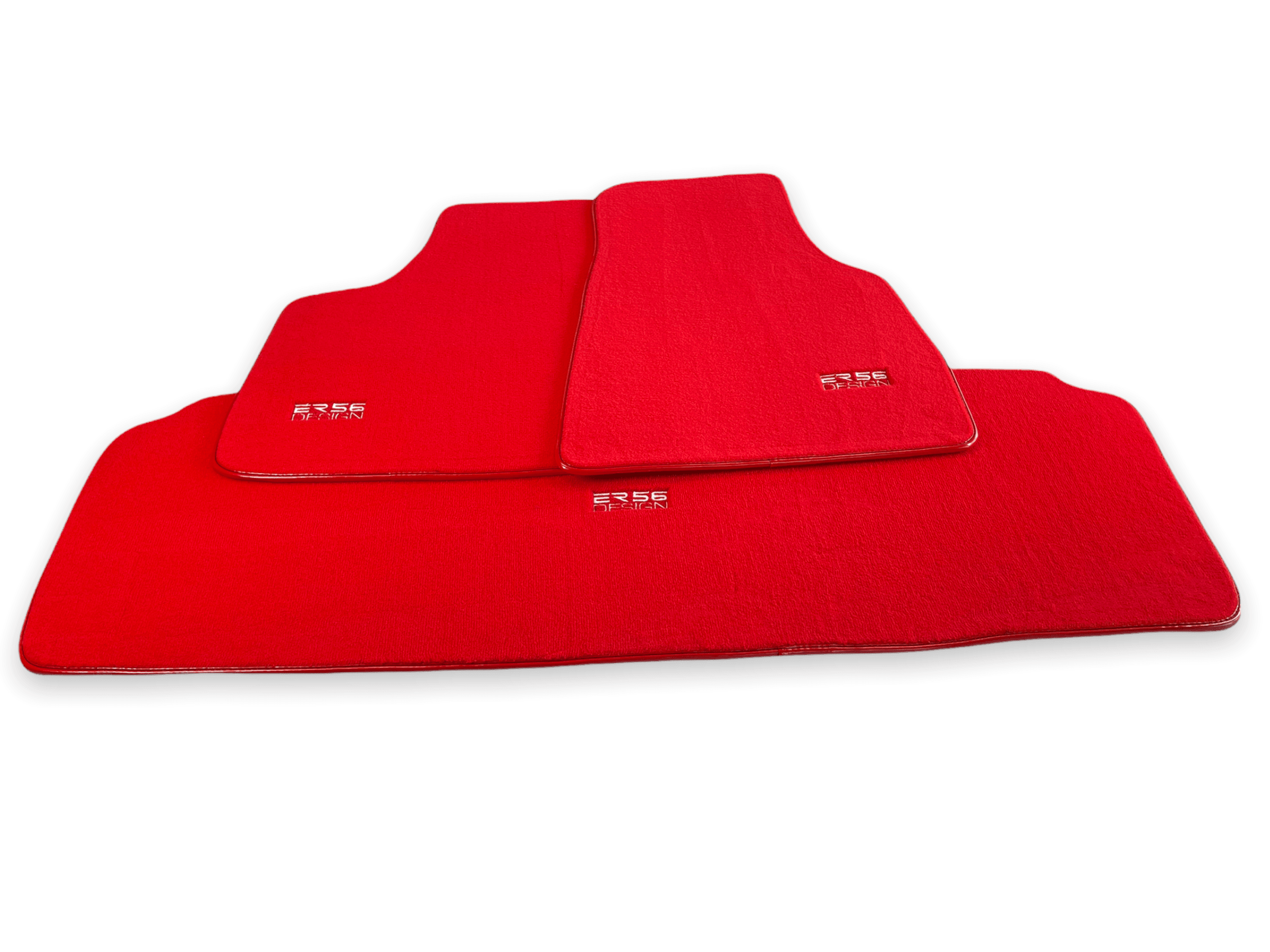 Floor Mats For Tesla Model X (6 Seats) Red Tailored Carpets ER56 Design - AutoWin