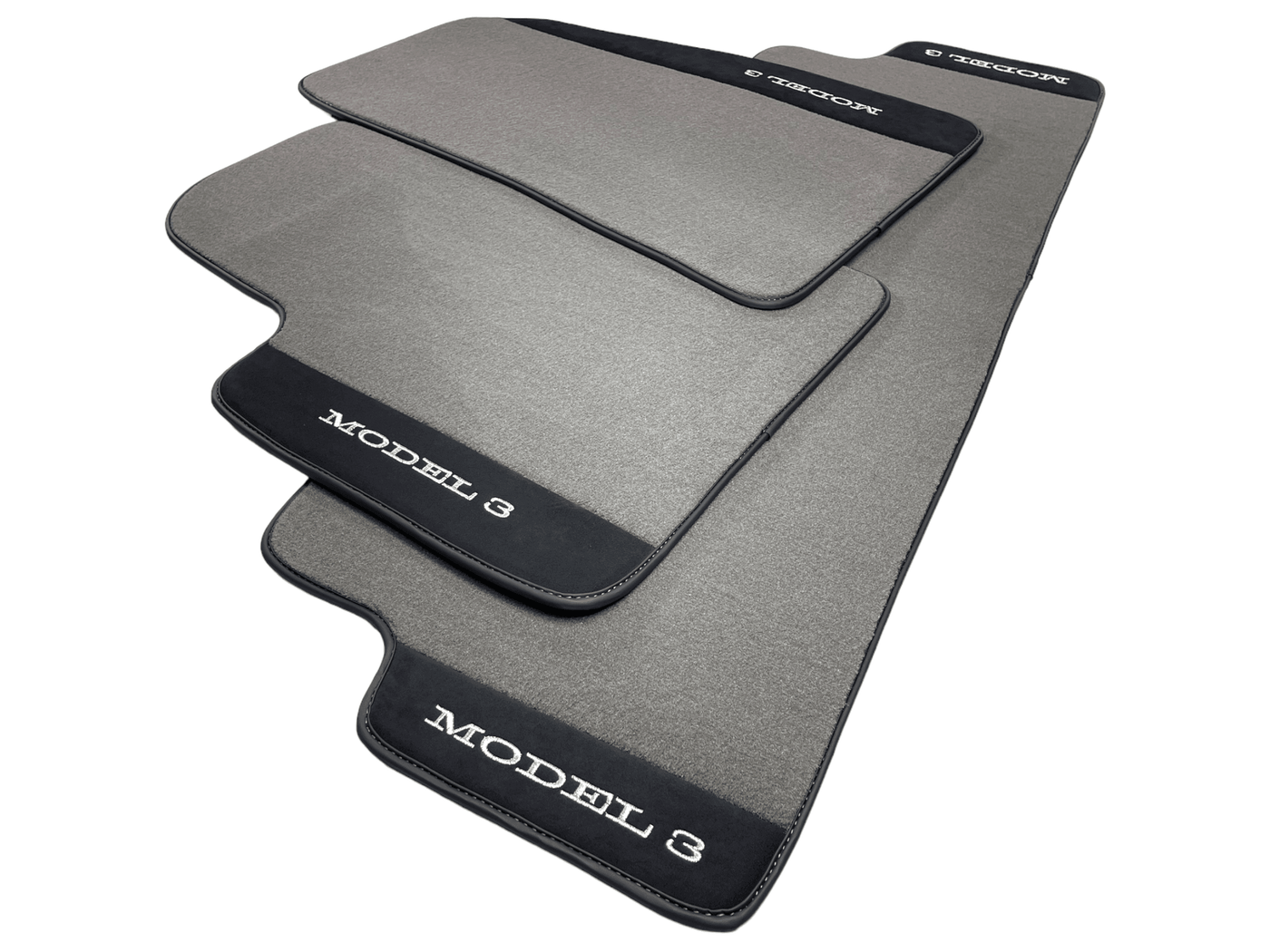 Gray Floor Mats For Tesla Model 3 With Alcantara Leather - AutoWin