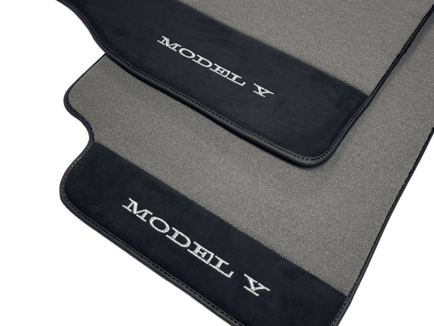 Gray Floor Mats For Tesla Model Y With Alcantara Leather - AutoWin
