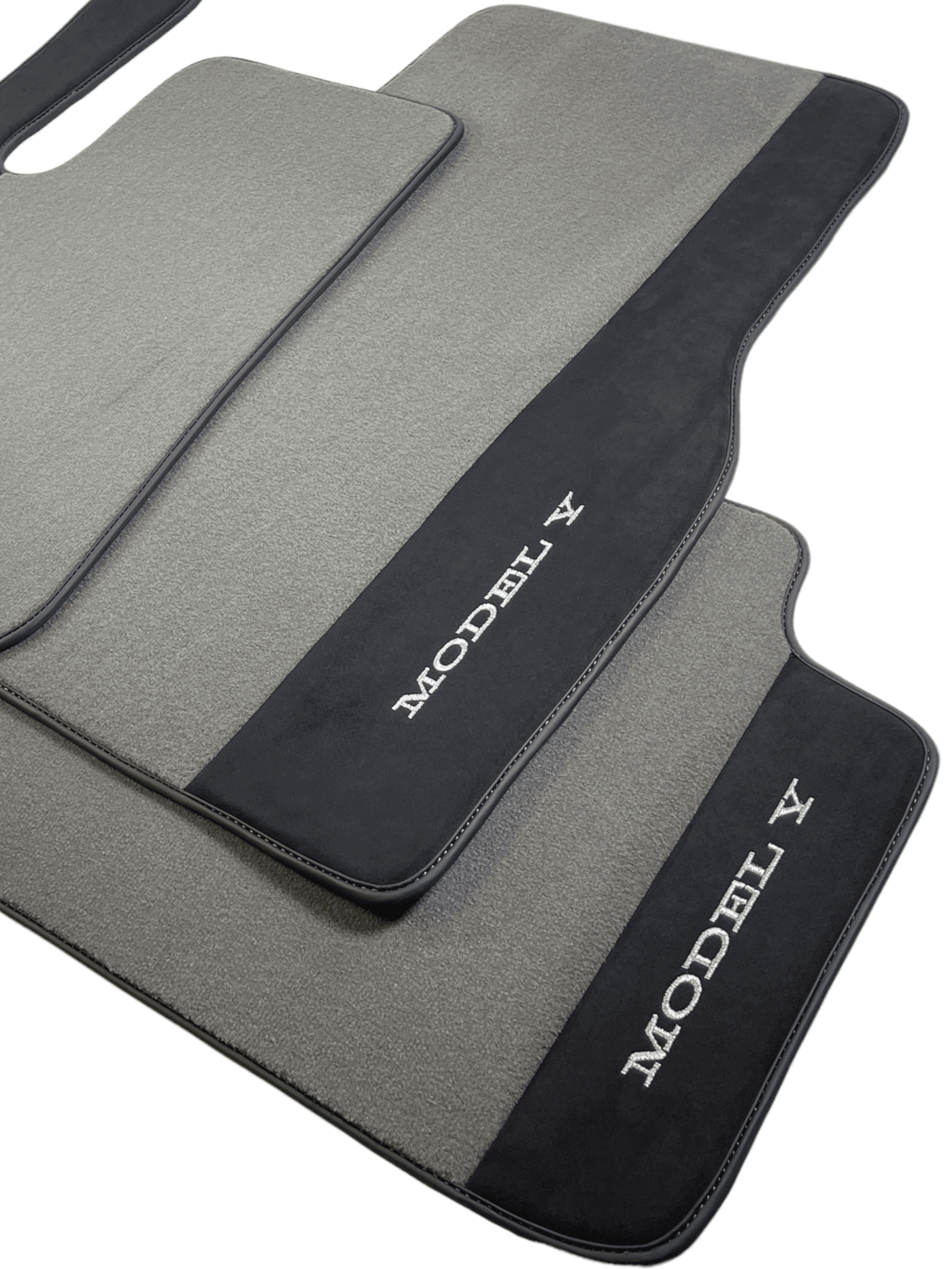Gray Floor Mats For Tesla Model Y With Alcantara Leather - AutoWin