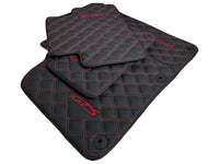 Leather Floor Mats for Porsche Cayenne GTS 2018-2023 Red Sewing - AutoWin