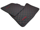 Leather Floor Mats for Porsche Cayenne GTS 2018-2023 Red Sewing - AutoWin