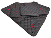 Leather Floor Mats for Porsche Cayenne GTS 2018-2023 Red Sewing - AutoWin