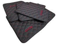 Leather Floor Mats for Porsche Cayenne GTS 2018-2023 Red Sewing - AutoWin